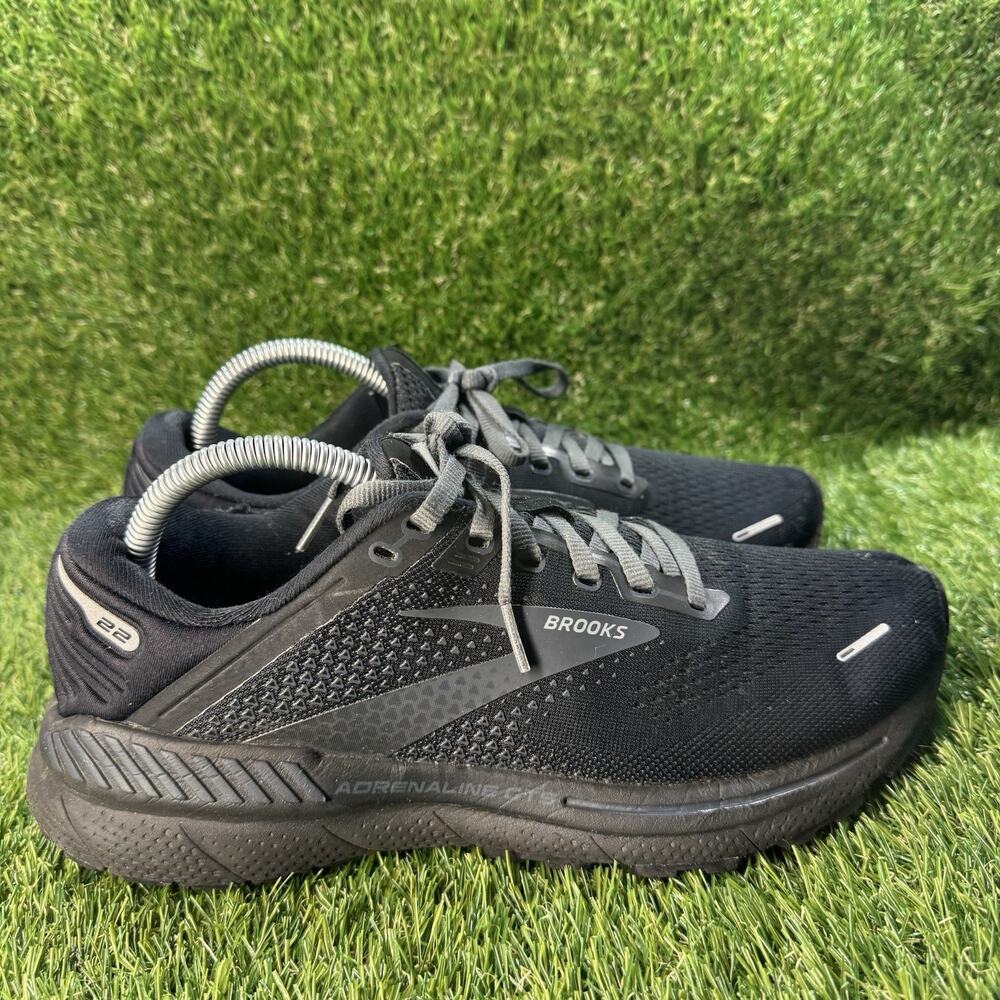 Brooks Adrenaline GTS 22 Womens 9.5 B Triple Black Running Shoes Sneakers